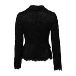 Dolce & Gabbana Black Floral Lace Cotton Collared Jacket