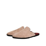 Dolce & Gabbana Beige Capra Suede Slides Flat Slipper Shoes