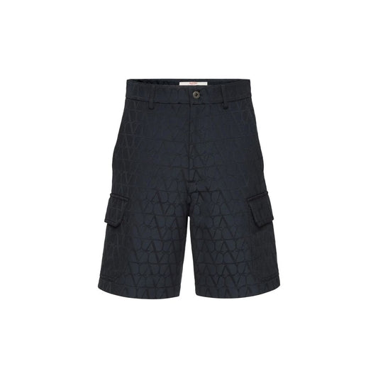Valentino Blue Cotton Cargo Shorts