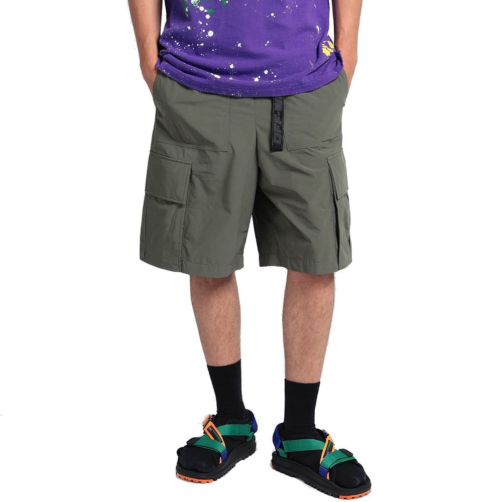 Off-White Green Polyamide Cargo Shorts
