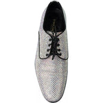 Dolce & Gabbana Silver Leather Rhinestones Derby Shoes MV5297-40