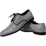 Dolce & Gabbana Silver Leather Rhinestones Derby Shoes MV5297-40
