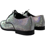 Dolce & Gabbana Silver Leather Rhinestones Derby Shoes MV5297-40