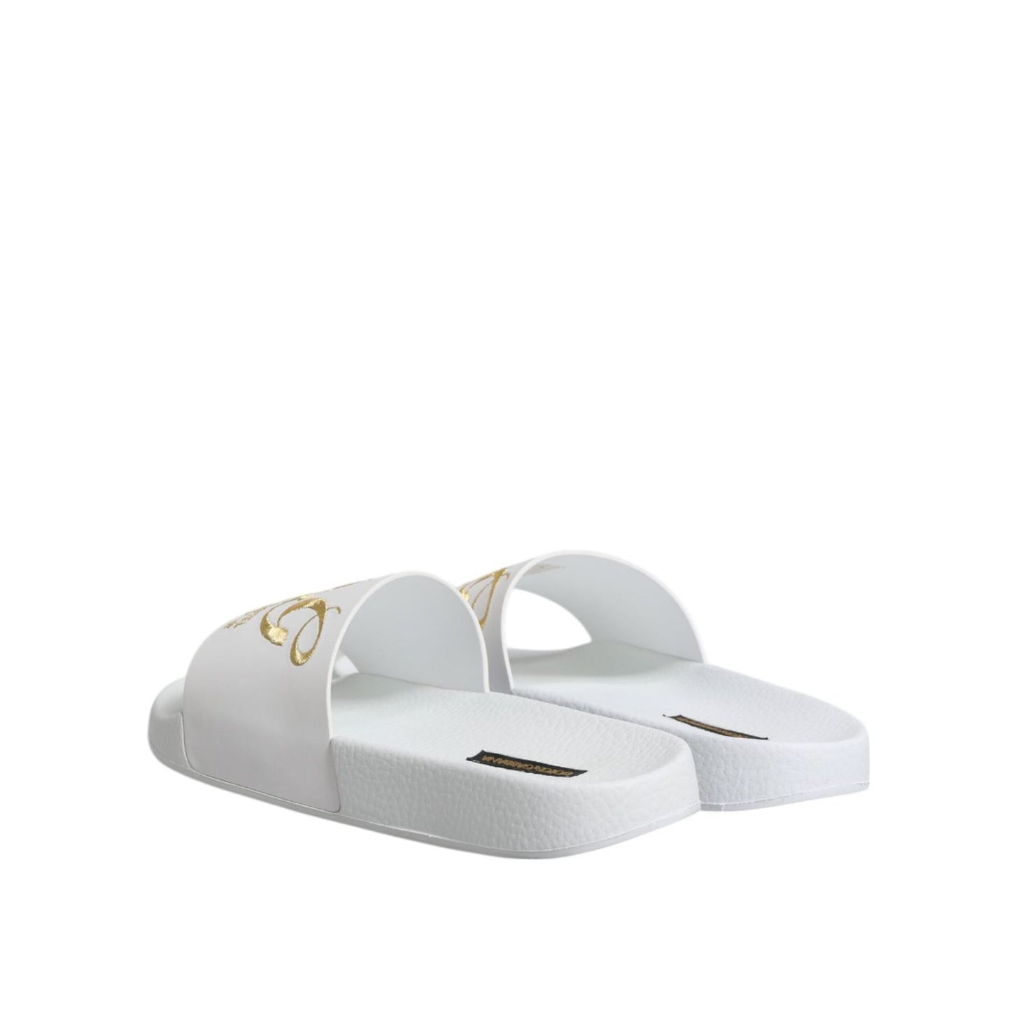 Dolce & Gabbana White Leather Slides Sandals Beachwear Shoes MV7388-39