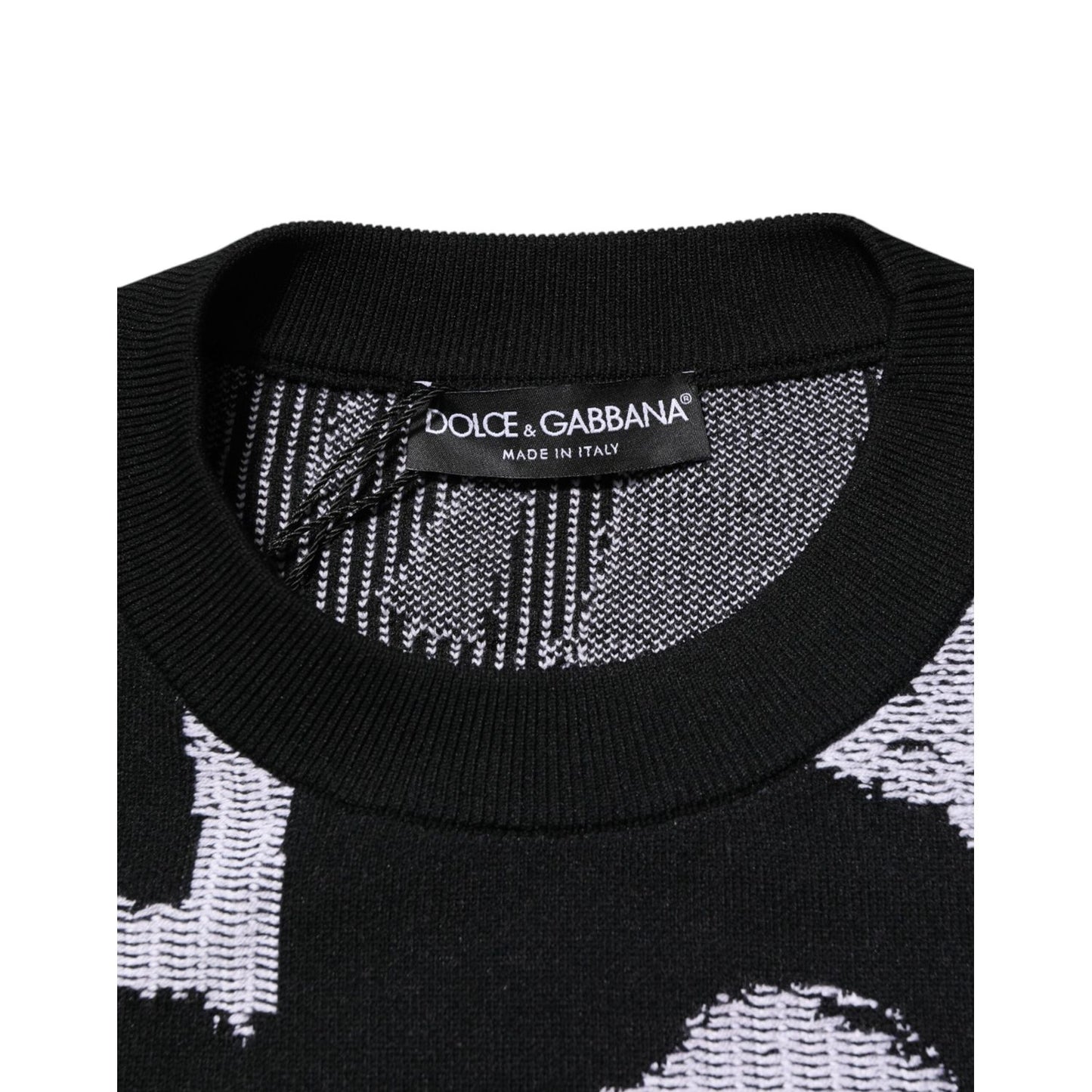 Dolce & Gabbana Black Nylon Wool Heart Print Pullover Sweater TSH91269-XS