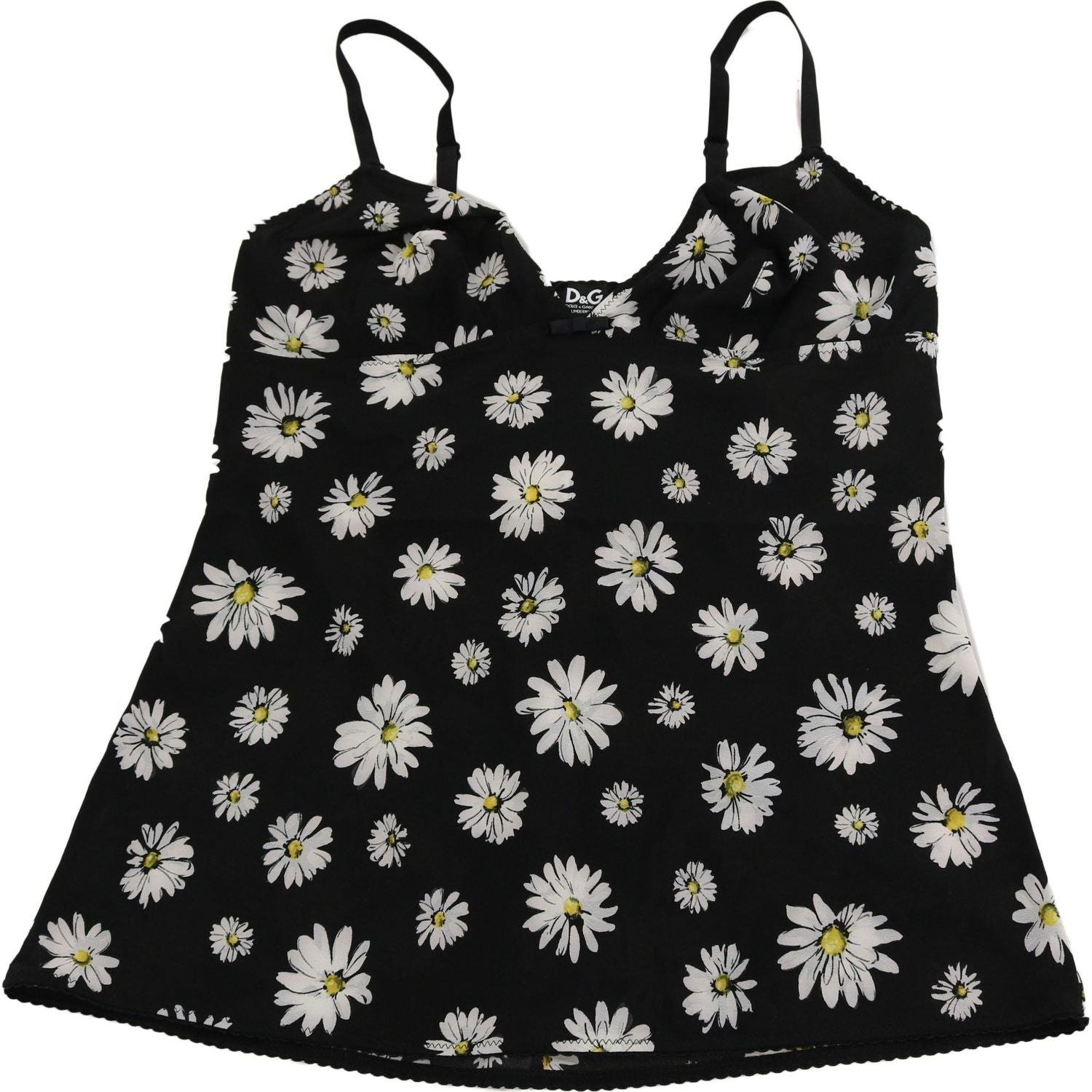 Dolce & Gabbana Black Daisy Print Dress Lingerie Chemisole