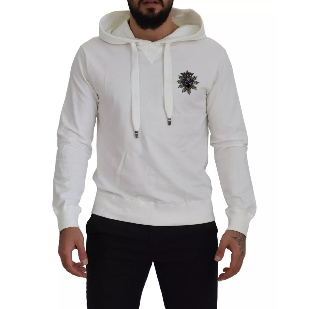 Dolce & Gabbana White Cotton Hooded Sweatshirt Sweater TSH7914-44