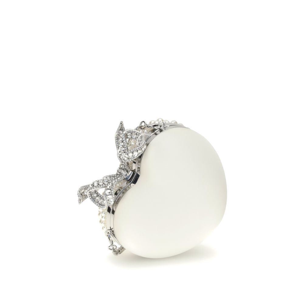 Self-Portrait Pearl Heart Clutch Bag SEAW25307CCREAMBB