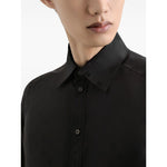 Dolce & Gabbana DG logo martini jacquard shirt in black with front button fastening, classic collar, and jacquard silk design.