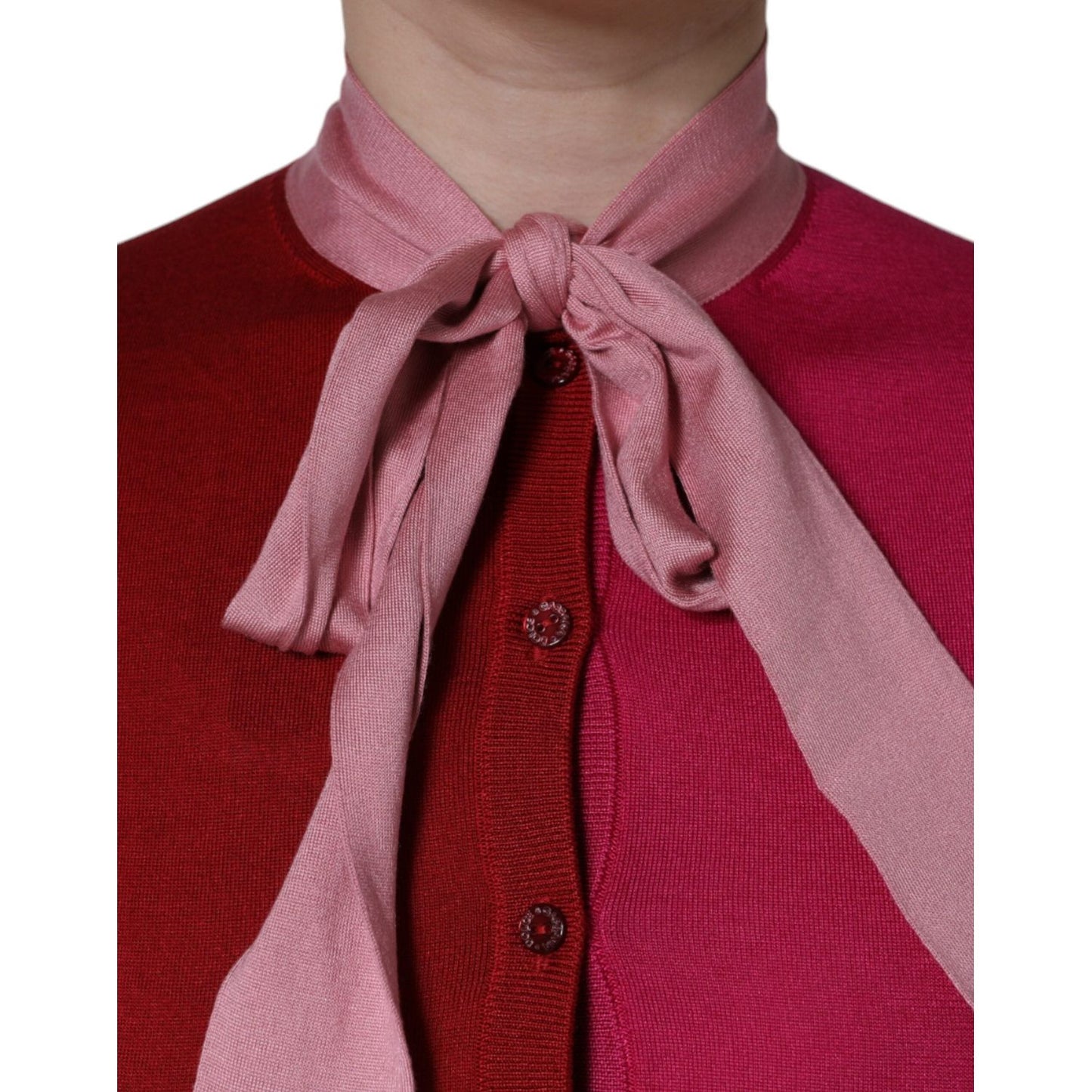 Dolce & Gabbana Pink Short Sleeves Pullover Ascot Collar Top TSH86627-36
