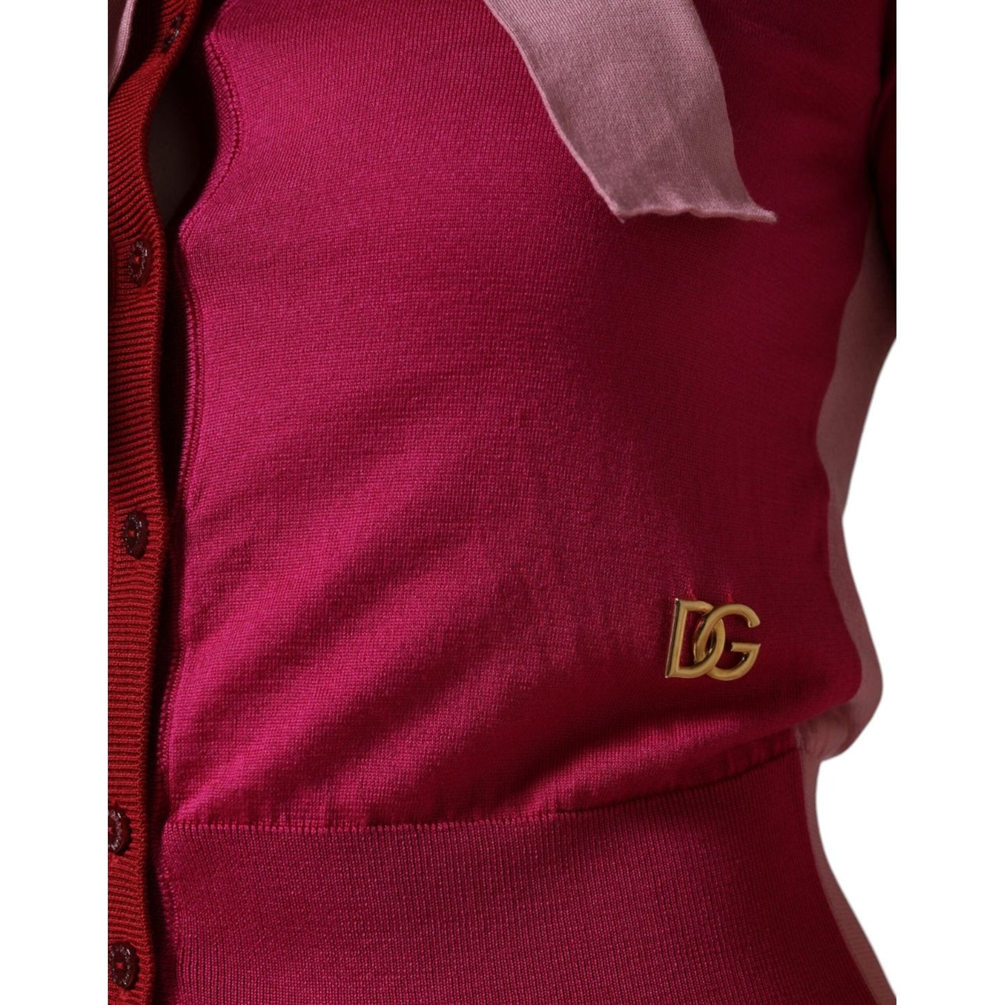 Dolce & Gabbana Pink Short Sleeves Pullover Ascot Collar Top TSH86627-36