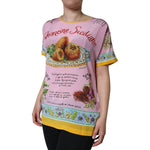 Dolce & Gabbana Pink Silk Araneine Siciliana Print Short Sleeves Top TSH86559-40