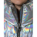 Dolce & Gabbana Silver Iridescent Puffer Full Zip Coat Jacket JKT4096-40