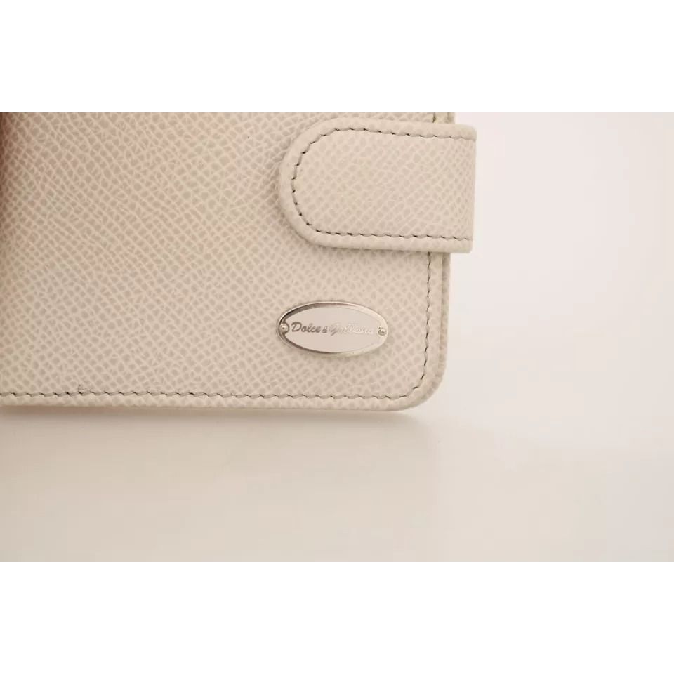 Dolce & Gabbana White Dauphine Leather Condom Case Holder Pocket Wallet