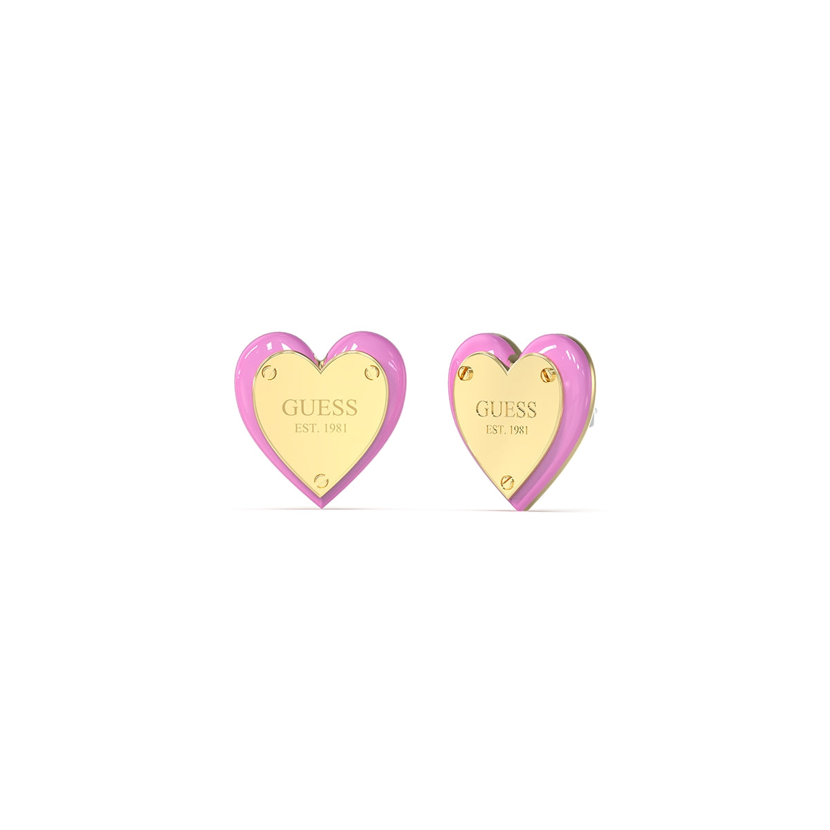GUESS JEWELS JEWELRY Mod. JUBE04207JWYGPKT-U heart-shaped gold and pink earrings