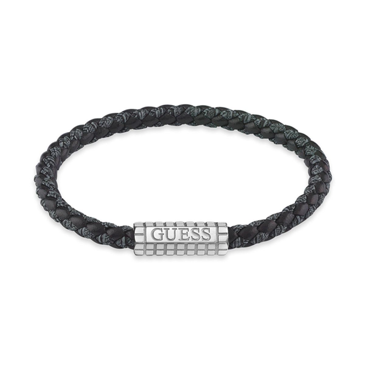 GUESS JEWELS JEWELRY Mod. JUMB05036JWSTBKS black braided bracelet with metal clasp