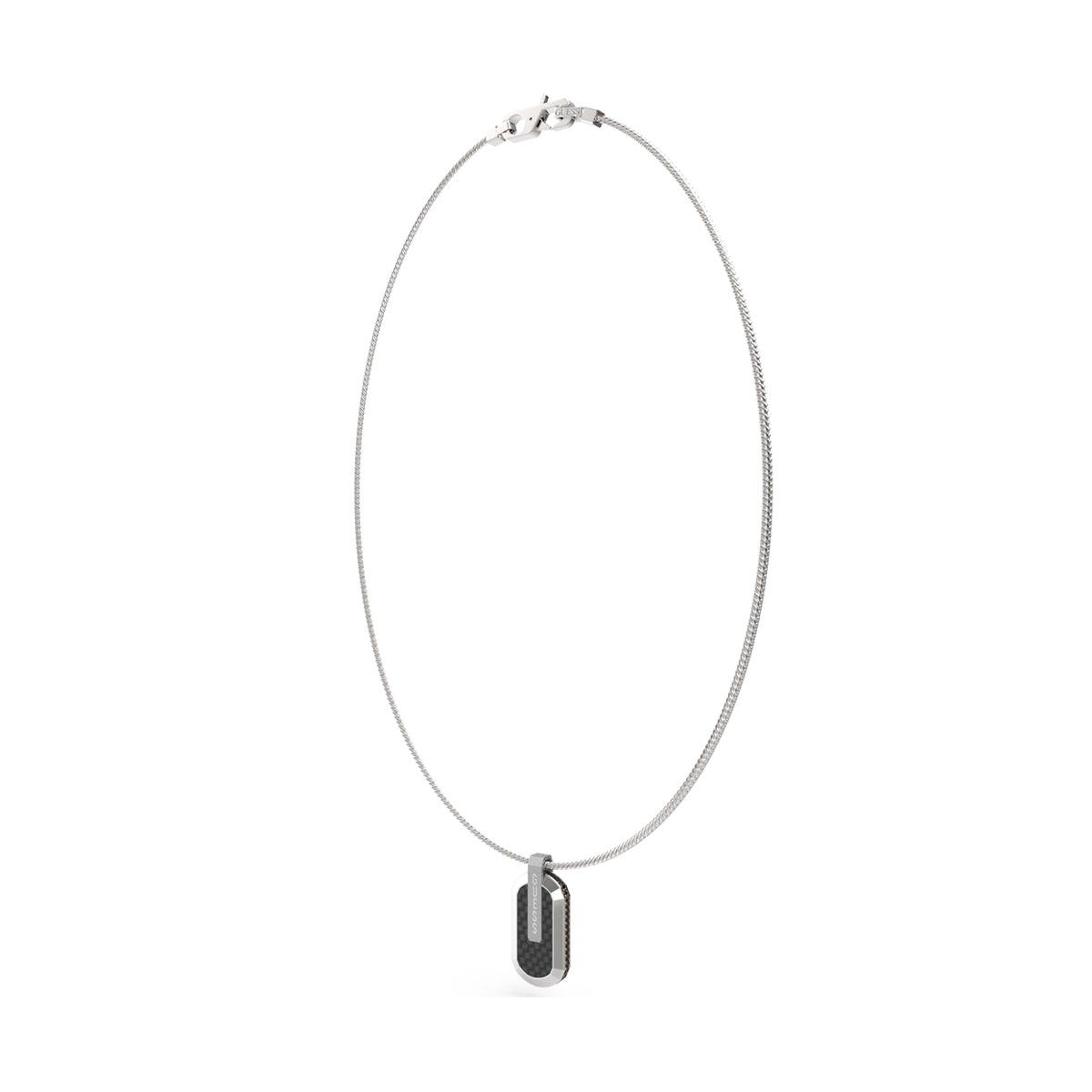 GUESS JEWELS JEWELRY Mod. JUMN04038JWSTBKT-U necklace with sleek pendant design on white background.