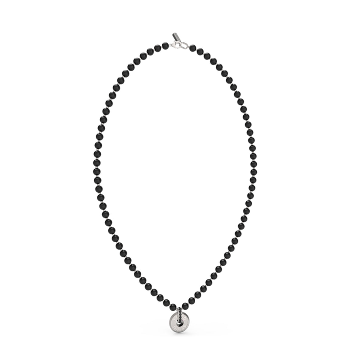 GUESS JEWELS JEWELRY Mod. JUMN04061JWSTBKT-U black beaded necklace with circular pendant