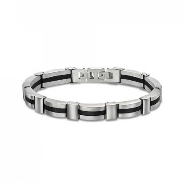 LOTUS JEWELS JEWELRY Mod. LS1876-2/2 stylish bracelet with a modern design in silver and black accents