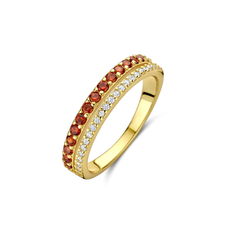 Gold ring with red and clear gemstones, showcasing the NEW BLING Mod. 9NB-1578-58 design.