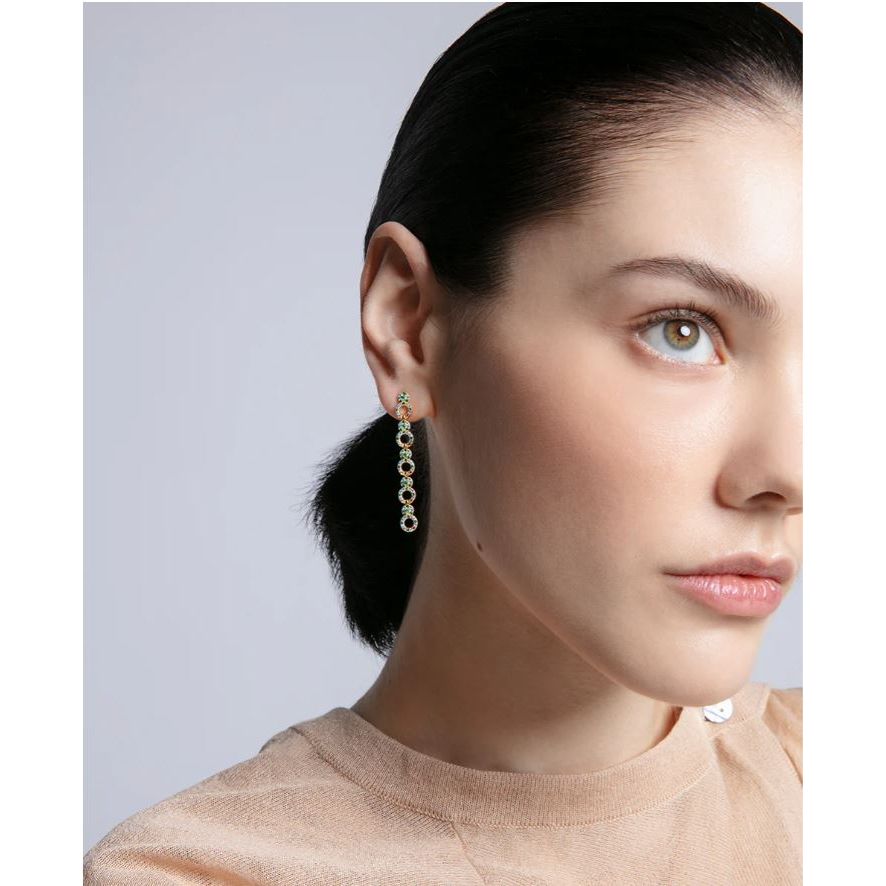 VICEROY JEWELS Mod. 15120E100-39 lady's silver earrings with quartz movement, multifunctional, in official box, worn by model.