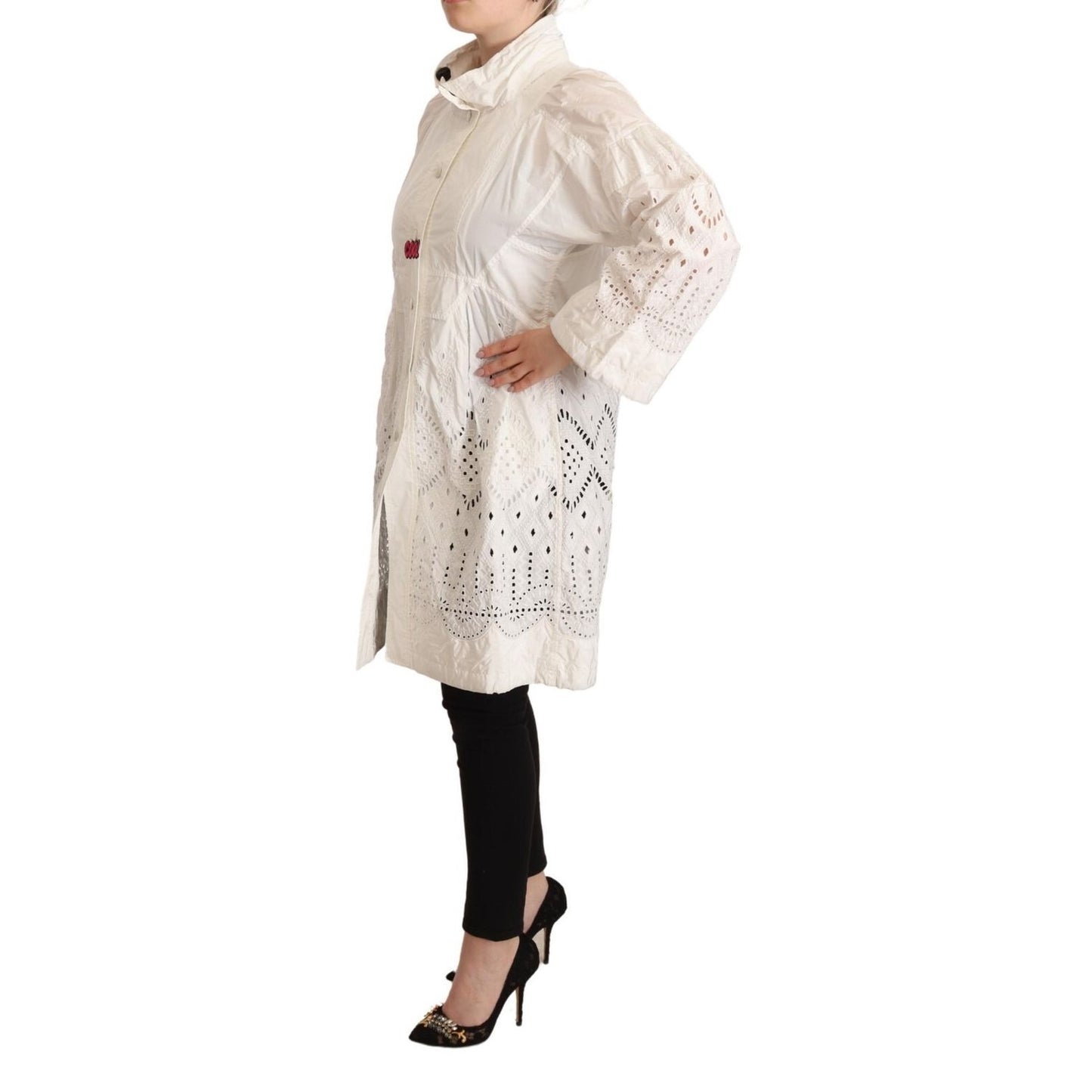 Ermanno Scervino Button Down White Long Sleeve Polyester Jacket