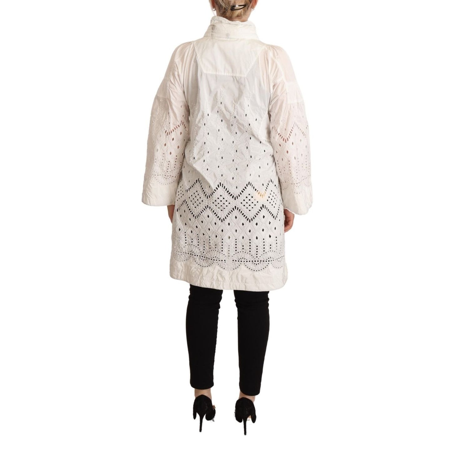 Ermanno Scervino Button Down White Long Sleeve Polyester Jacket