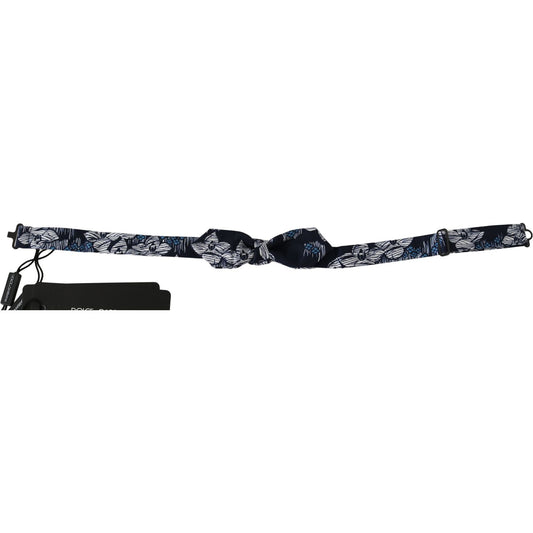Dolce & Gabbana Navy Blue Floral Slim Adjustable Neck Papillon Men Bow Tie Bow Tie