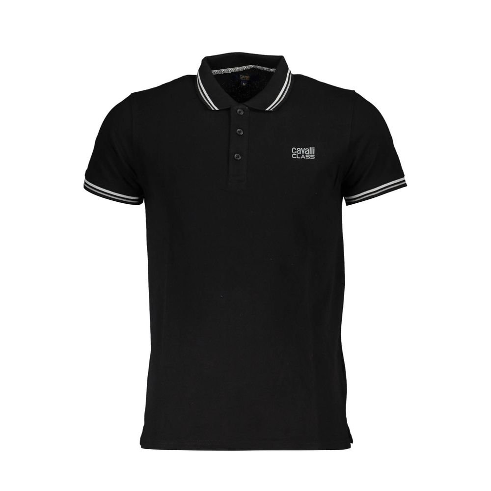 Cavalli Class Black Cotton Men Polo Shirt