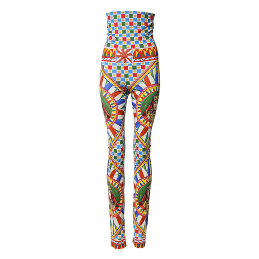 Dolce & Gabbana Multicolor Carretto Leggings High Waist Pants