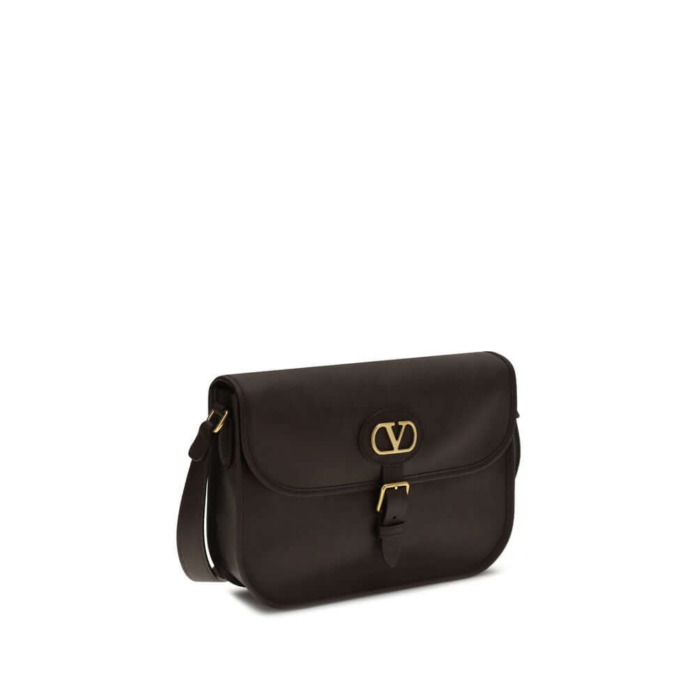 Valentino Garavani Brown Calf Leather Bos Taurus Shoulder Bag