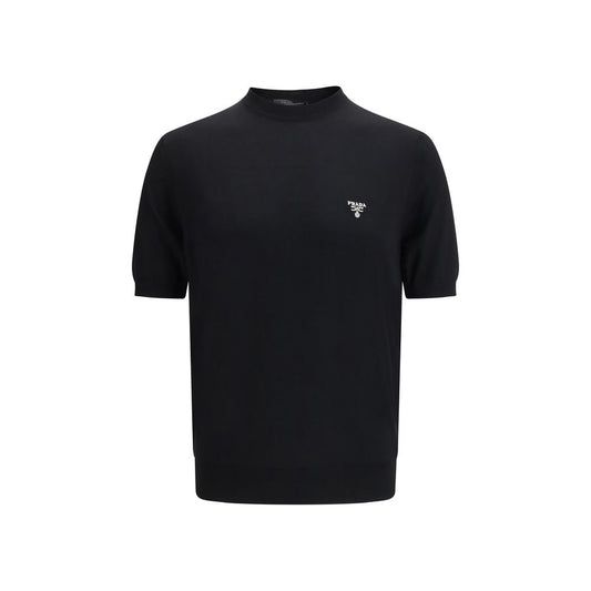 Prada Black Fleece Wool T-Shirt1728,72470364320,Black,Clothing,IT48 | M,IT50 | L,IT52 | XL,IT54 | XXL,Men,New with tags,Prada,T-Shirts - Clothing