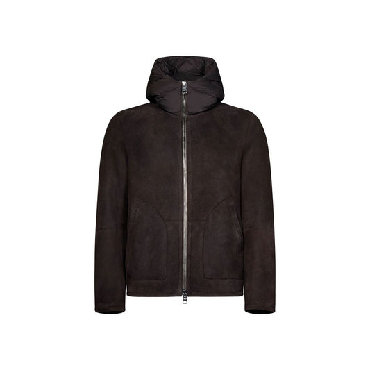 Herno Brown Lambskin Full-Length Jacket