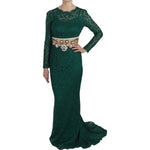 Dolce & Gabbana Crystal Gold Belt Lace Sheath Gown Dress