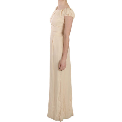 Dolce & Gabbana Beige Silk Column Cap Sleeve Gown Dress Dresses