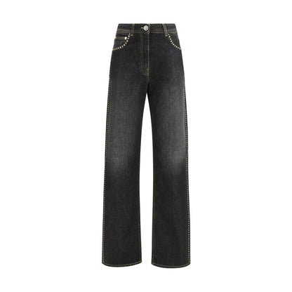 Versace Black Cotton Straight-Leg Jeans 1728,26,27,72470364320,Black,Clothing,Jeans Denim - Clothing,New with tags,Straight-Leg Jeans - Jeans Denim - Clothing,Versace,Women