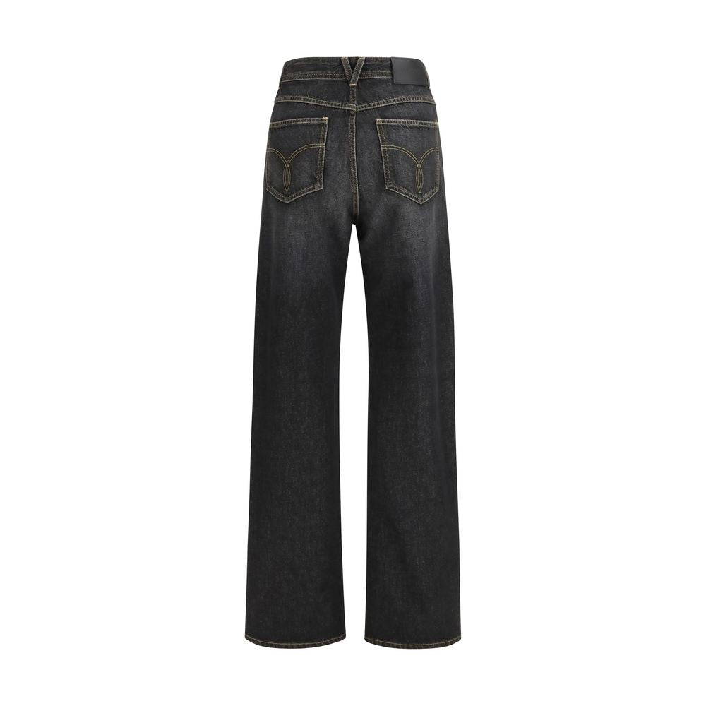 Versace Black Cotton Straight-Leg Jeans 1728,26,27,72470364320,Black,Clothing,Jeans Denim - Clothing,New with tags,Straight-Leg Jeans - Jeans Denim - Clothing,Versace,Women