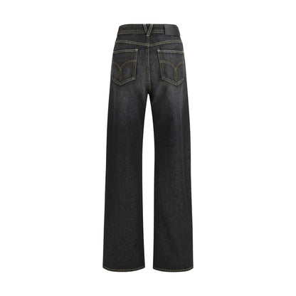 Versace Black Cotton Straight-Leg Jeans 1728,26,27,72470364320,Black,Clothing,Jeans Denim - Clothing,New with tags,Straight-Leg Jeans - Jeans Denim - Clothing,Versace,Women