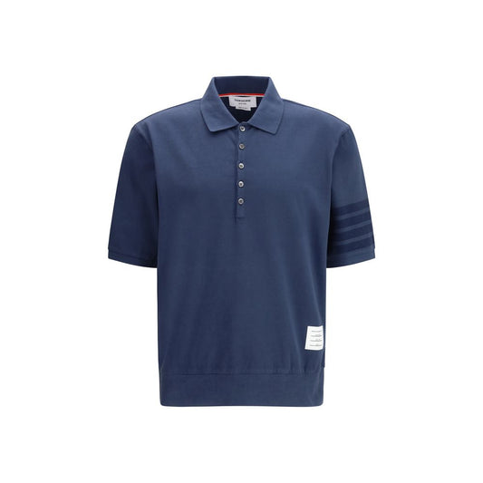 Thom Browne Blue Cotton Polo Shirt