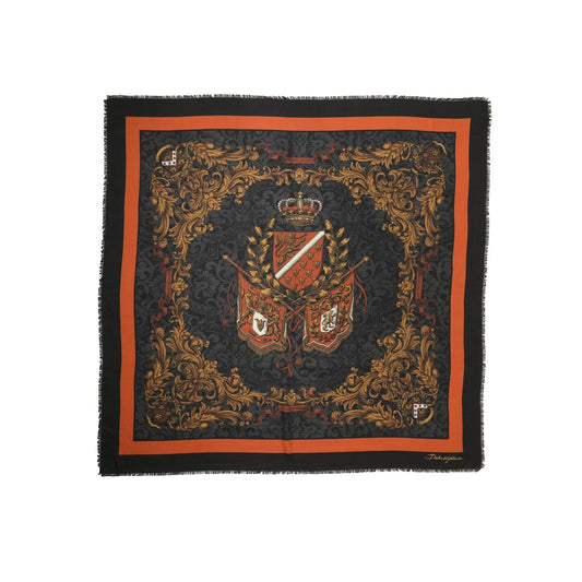 Dolce & Gabbana Multicolor Crest Print Cashmere 272cm x 132cm Men Scarf