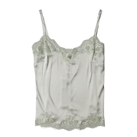 Dolce & Gabbana Light Green Floral Lace Lingerie Top Underwear