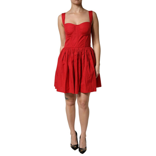 Dolce & Gabbana Red Cotton A-Line Sleeveless Mini Dress