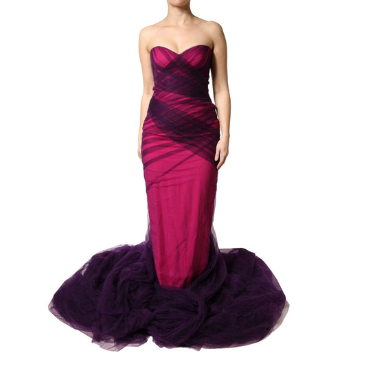 Dolce & Gabbana Pink Black Strapless Sheath Mermaid  Dress