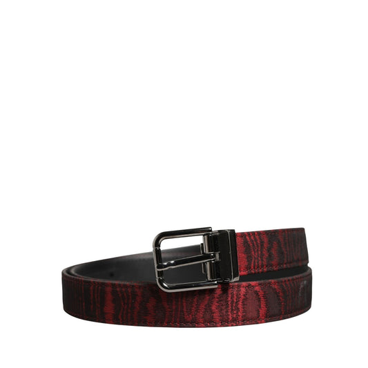 Dolce & Gabbana Men Red Jacquard Acetate Metal Buckle Belt