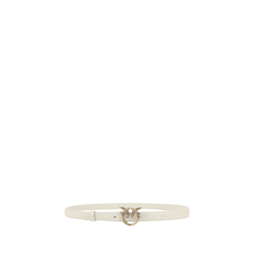 PINKO White Calf Leather Bos Taurus Regular Belt