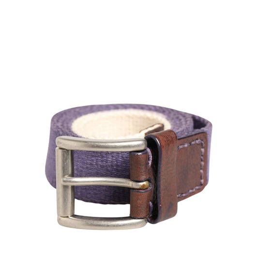 Ermanno Scervino Men Purple Canvas Silver Metal Buckle Belt