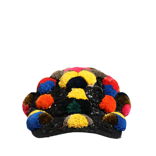 Dolce & Gabbana Multicolor Pom Poms Sequin Embellishment Hat