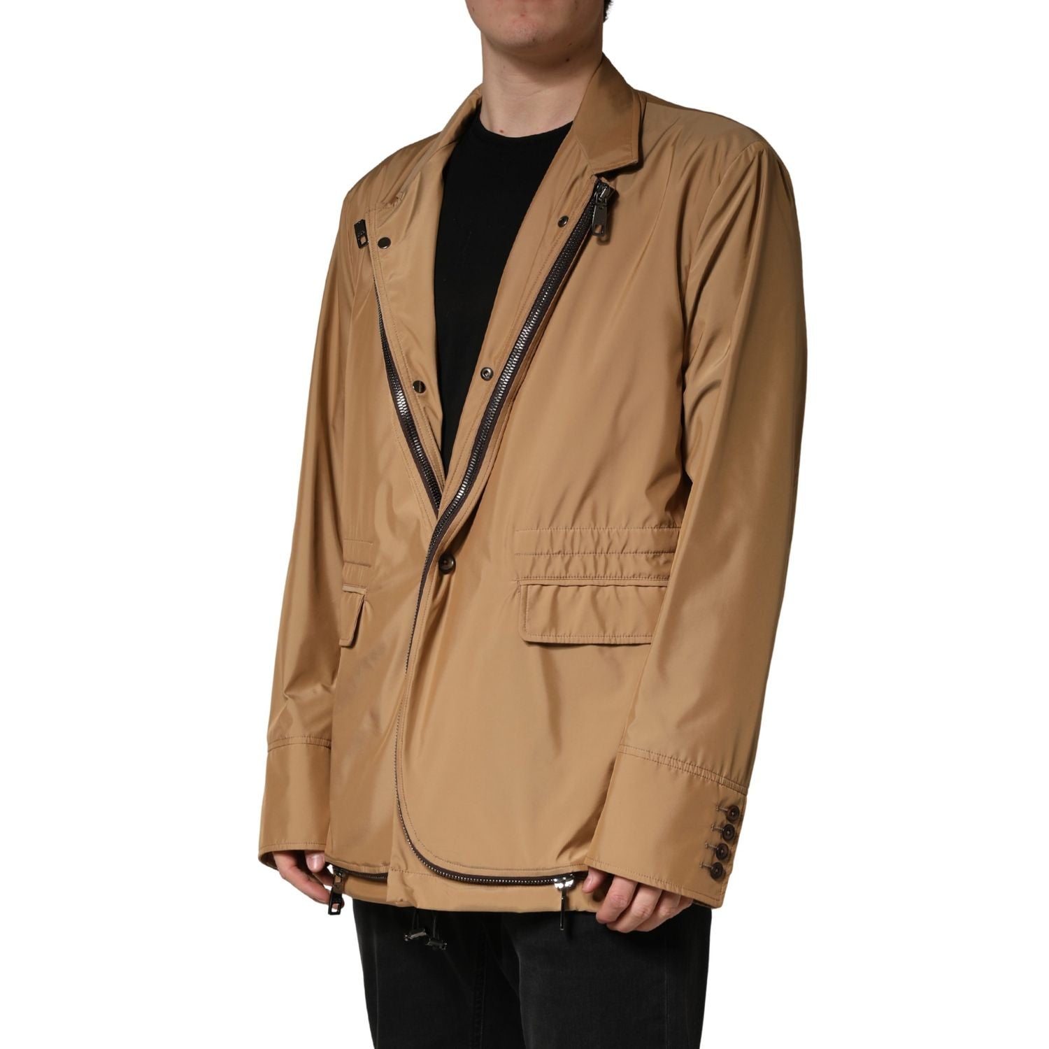 Dolce & Gabbana Brown Single Breasted Layered Coat Jacket