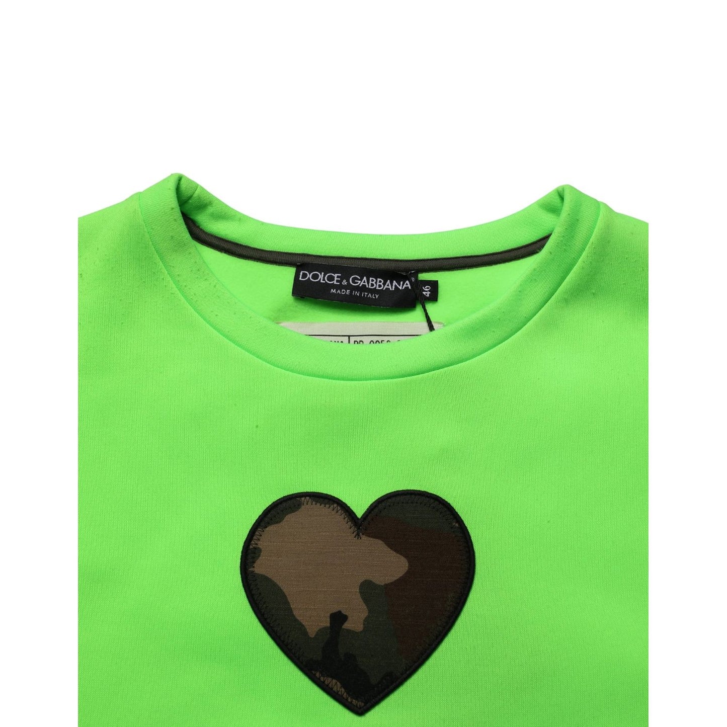 Dolce & Gabbana Green Patchwork Heart Men Sweatshirt Sweater