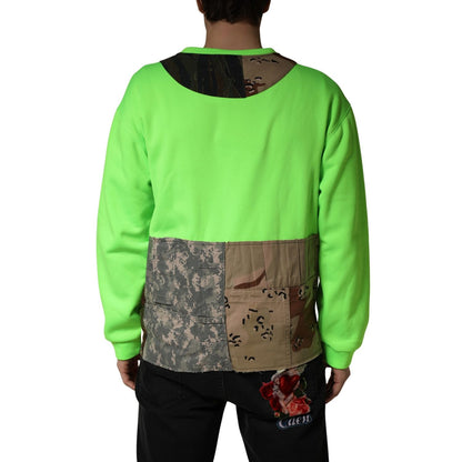 Dolce & Gabbana Green Patchwork Heart Men Sweatshirt Sweater